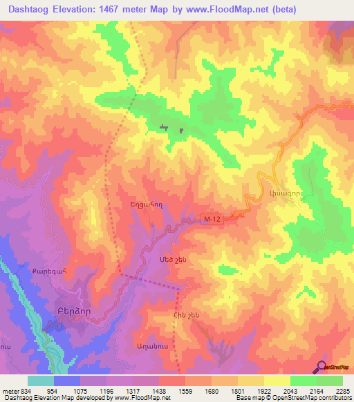 Dashtaog,Azerbaijan Elevation Map