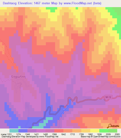 Dashtaog,Azerbaijan Elevation Map