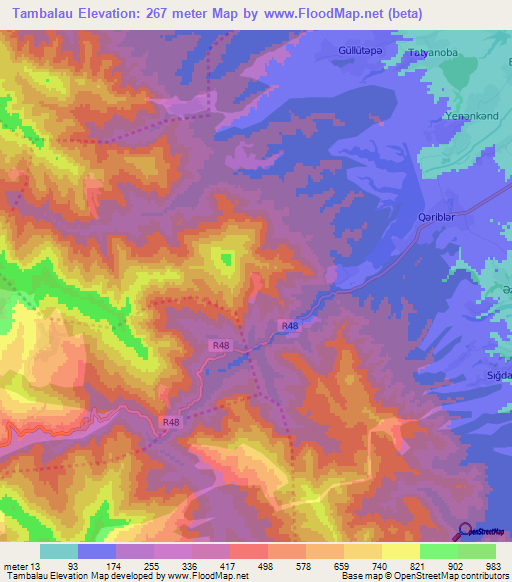 Tambalau,Azerbaijan Elevation Map