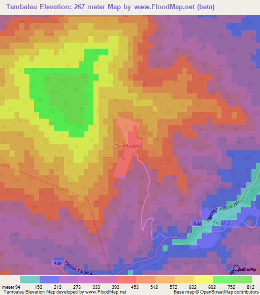 Tambalau,Azerbaijan Elevation Map