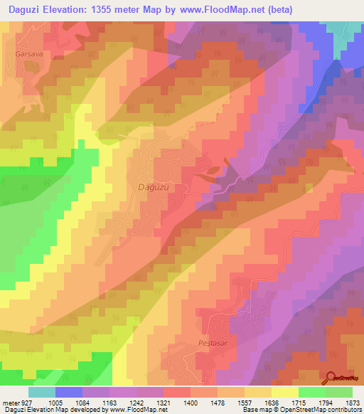 Daguzi,Azerbaijan Elevation Map