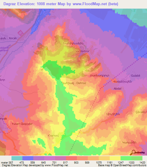Dagraz,Azerbaijan Elevation Map