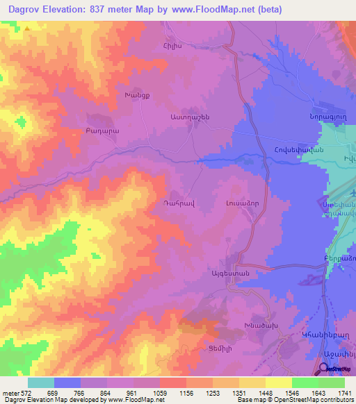 Dagrov,Azerbaijan Elevation Map
