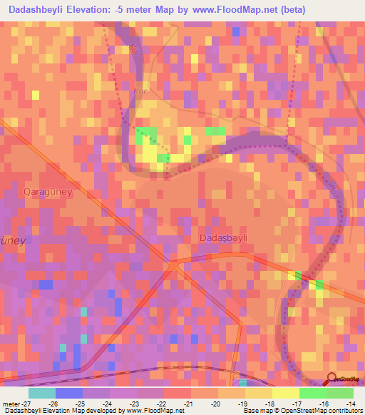 Dadashbeyli,Azerbaijan Elevation Map
