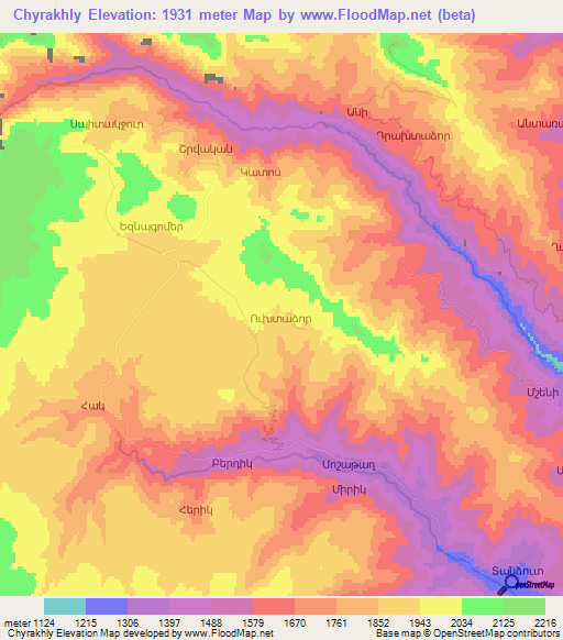 Chyrakhly,Azerbaijan Elevation Map