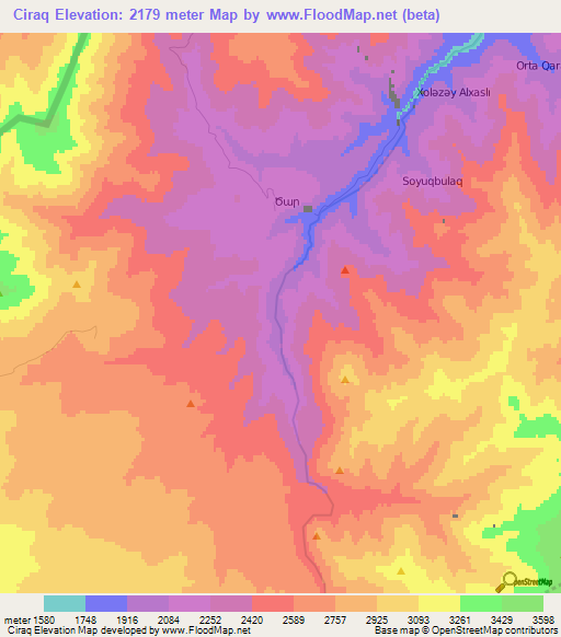 Ciraq,Azerbaijan Elevation Map