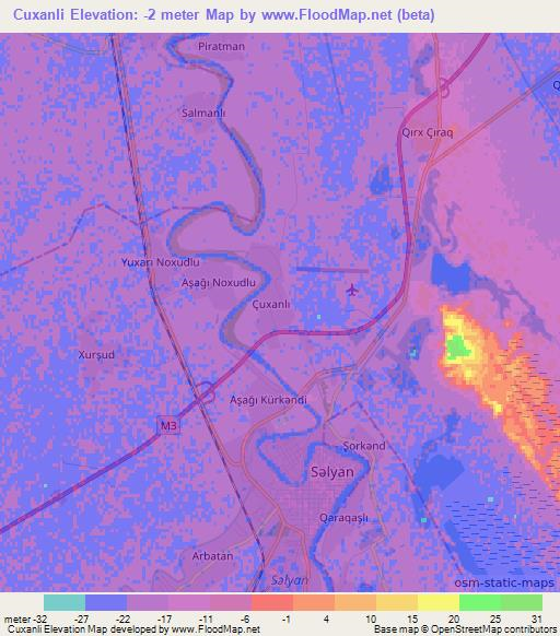 Cuxanli,Azerbaijan Elevation Map
