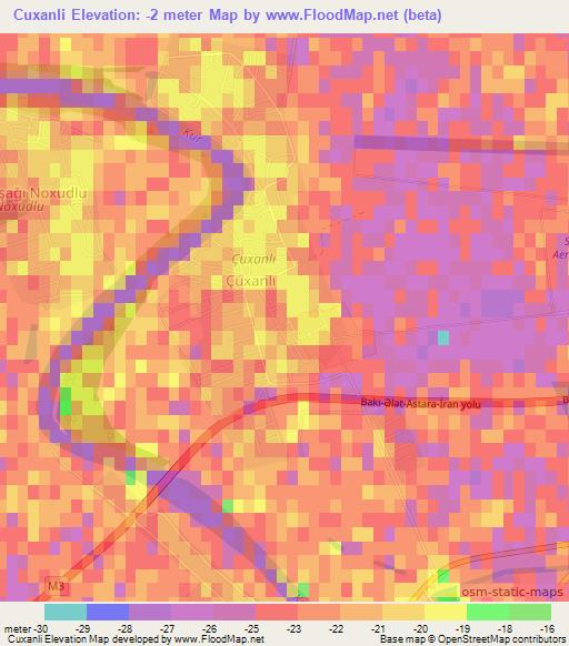 Cuxanli,Azerbaijan Elevation Map