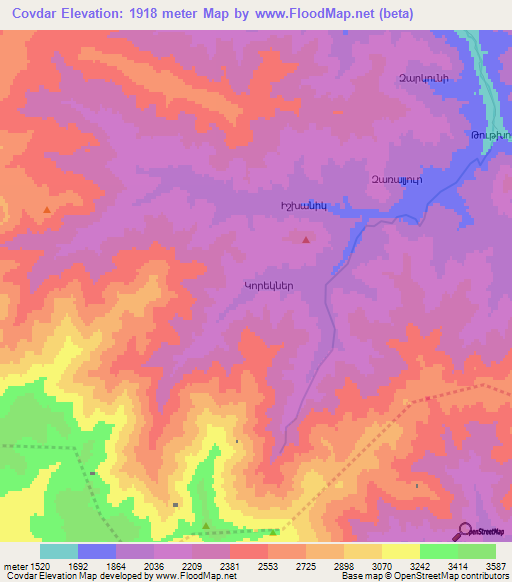 Covdar,Azerbaijan Elevation Map