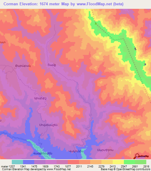 Corman,Azerbaijan Elevation Map