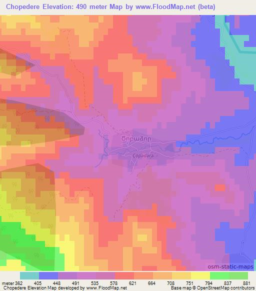 Chopedere,Azerbaijan Elevation Map