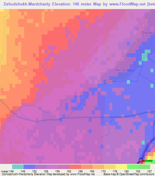 Dzhodzhukh-Mardzhanly,Azerbaijan Elevation Map