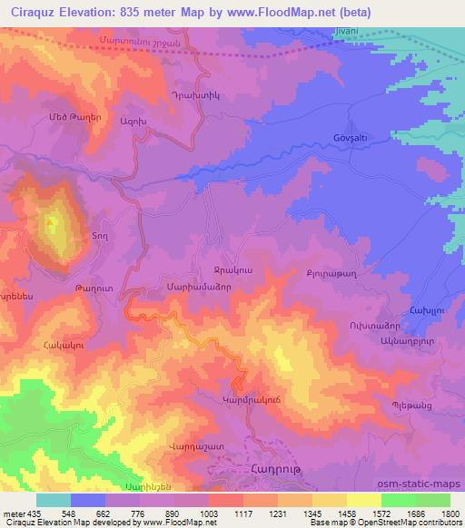 Ciraquz,Azerbaijan Elevation Map