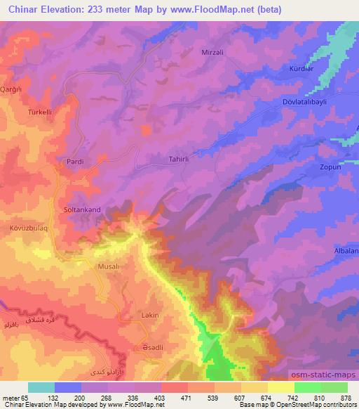 Chinar,Azerbaijan Elevation Map