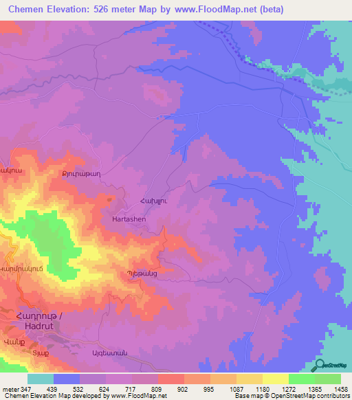 Chemen,Azerbaijan Elevation Map