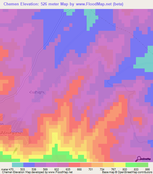 Chemen,Azerbaijan Elevation Map