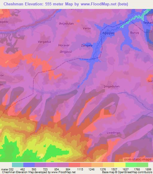 Cheshman,Azerbaijan Elevation Map