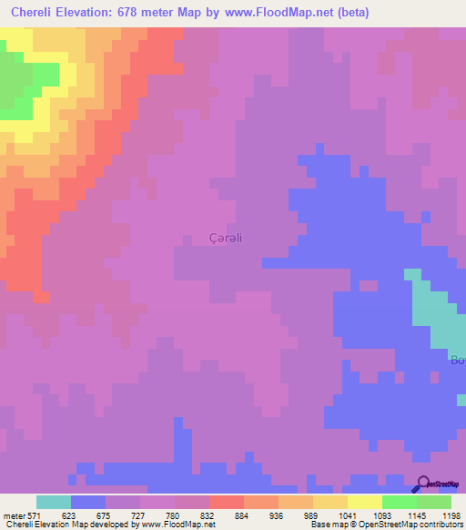 Chereli,Azerbaijan Elevation Map