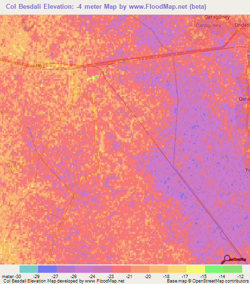 Col Besdali,Azerbaijan Elevation Map