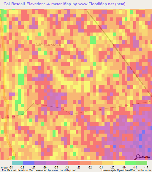 Col Besdali,Azerbaijan Elevation Map