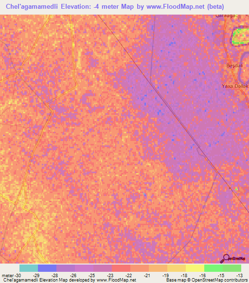 Chel'agamamedli,Azerbaijan Elevation Map