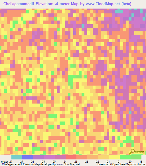 Chel'agamamedli,Azerbaijan Elevation Map