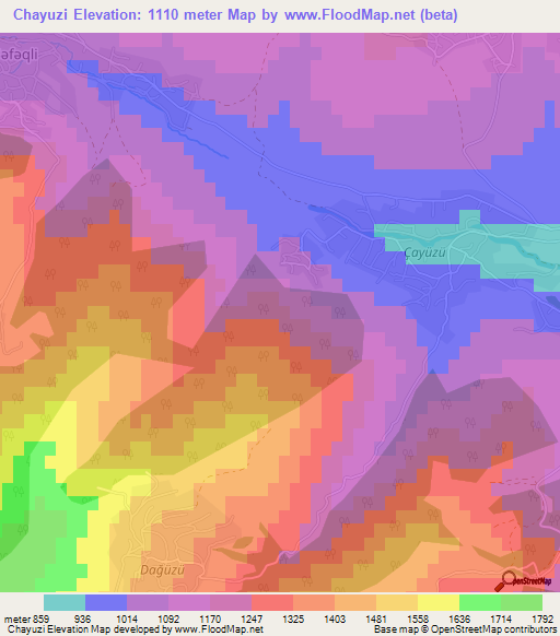 Chayuzi,Azerbaijan Elevation Map