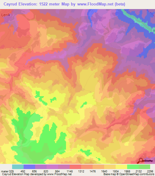 Cayrud,Azerbaijan Elevation Map