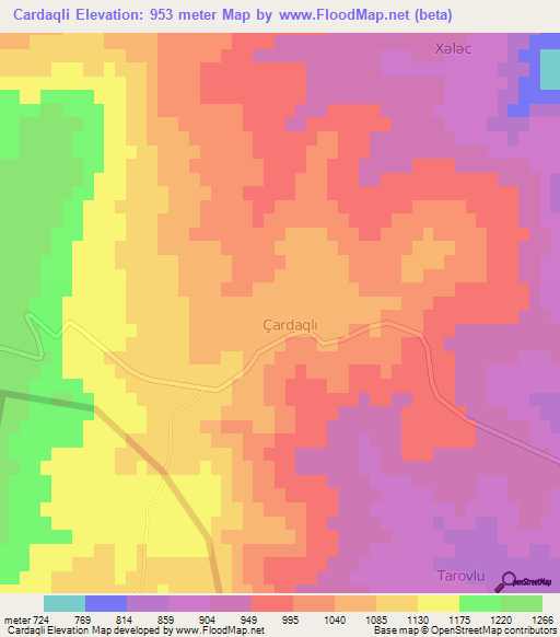 Cardaqli,Azerbaijan Elevation Map