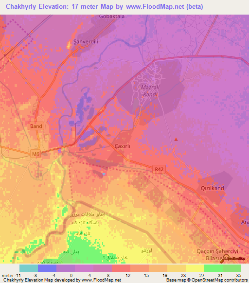 Chakhyrly,Azerbaijan Elevation Map