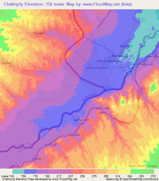 Chakhyrly,Azerbaijan Elevation Map