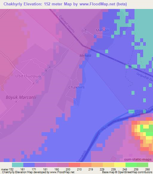 Chakhyrly,Azerbaijan Elevation Map