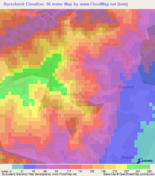 Burzubend,Azerbaijan Elevation Map