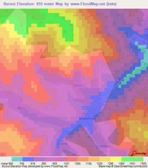 Bursut,Azerbaijan Elevation Map