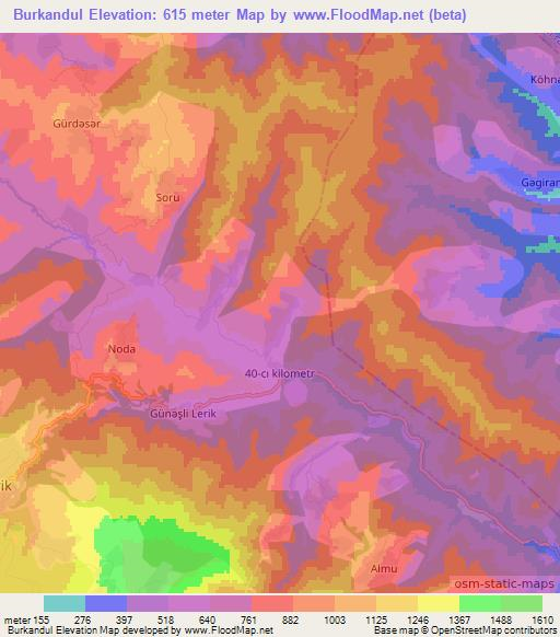 Burkandul,Azerbaijan Elevation Map