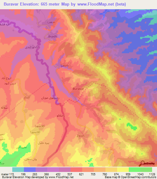 Buravar,Azerbaijan Elevation Map