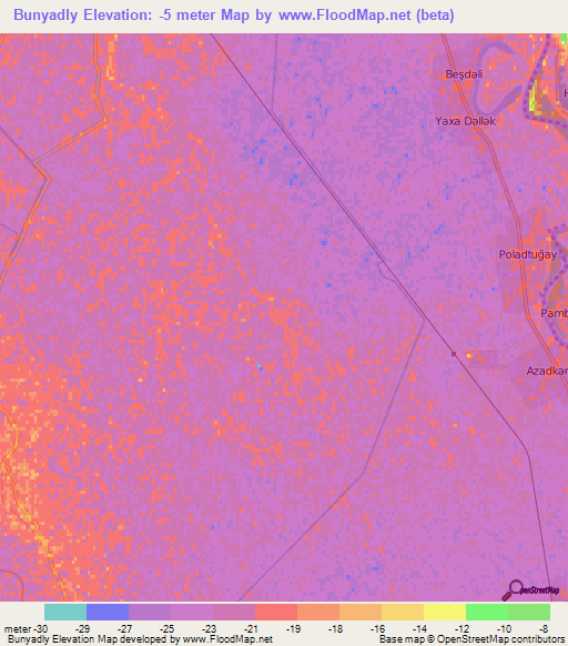 Bunyadly,Azerbaijan Elevation Map