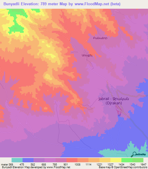 Bunyadli,Azerbaijan Elevation Map
