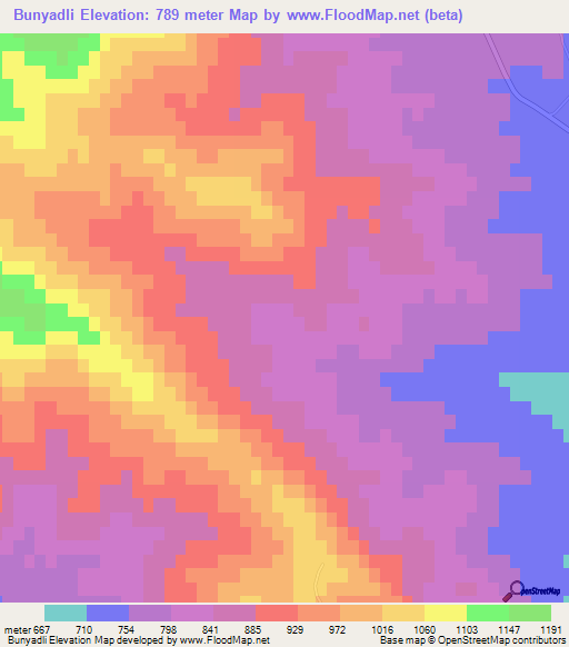 Bunyadli,Azerbaijan Elevation Map