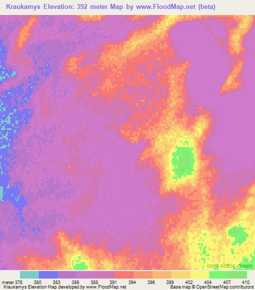 Kraukamys,Kazakhstan Elevation Map