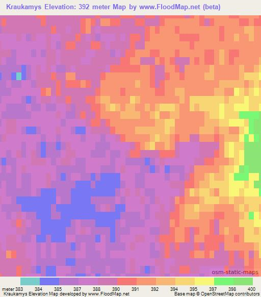 Kraukamys,Kazakhstan Elevation Map