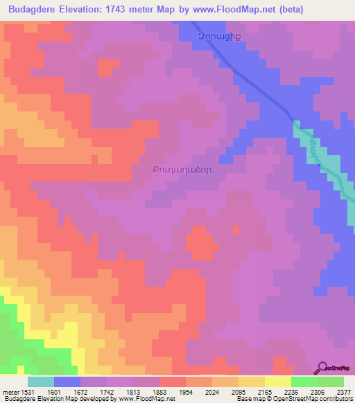 Budagdere,Azerbaijan Elevation Map