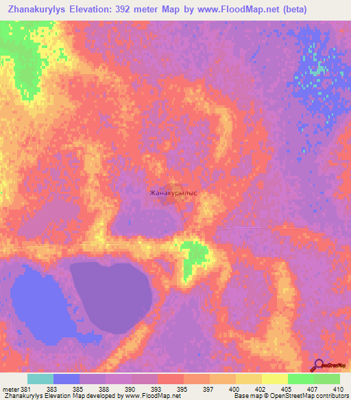 Zhanakurylys,Kazakhstan Elevation Map