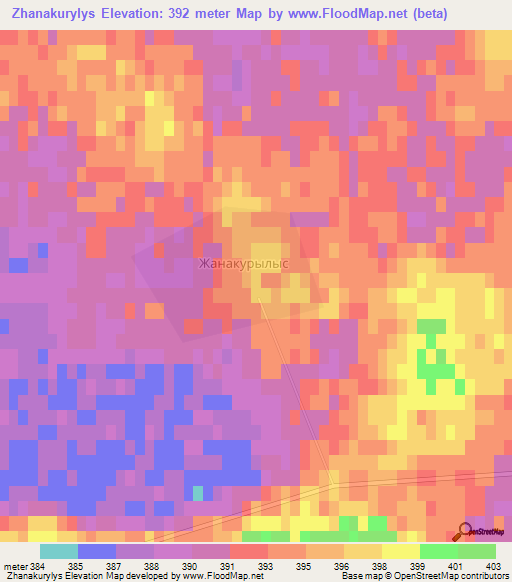 Zhanakurylys,Kazakhstan Elevation Map