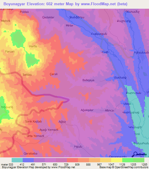 Boyunagyar,Azerbaijan Elevation Map