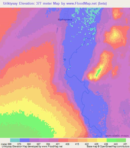 Uriktysay,Kazakhstan Elevation Map