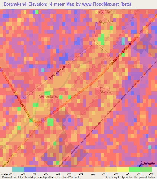 Boranykend,Azerbaijan Elevation Map