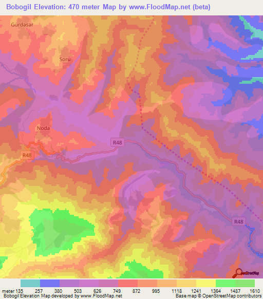 Bobogil,Azerbaijan Elevation Map