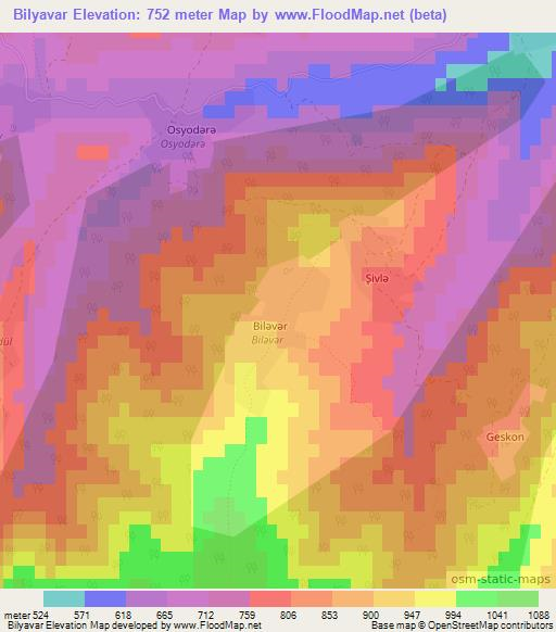 Bilyavar,Azerbaijan Elevation Map