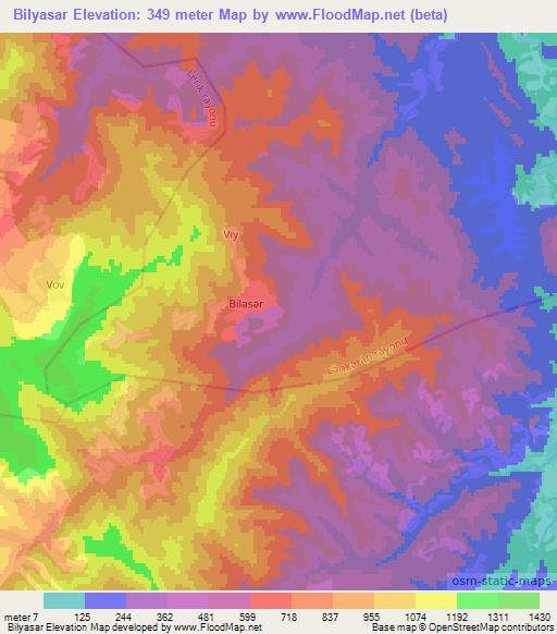 Bilyasar,Azerbaijan Elevation Map